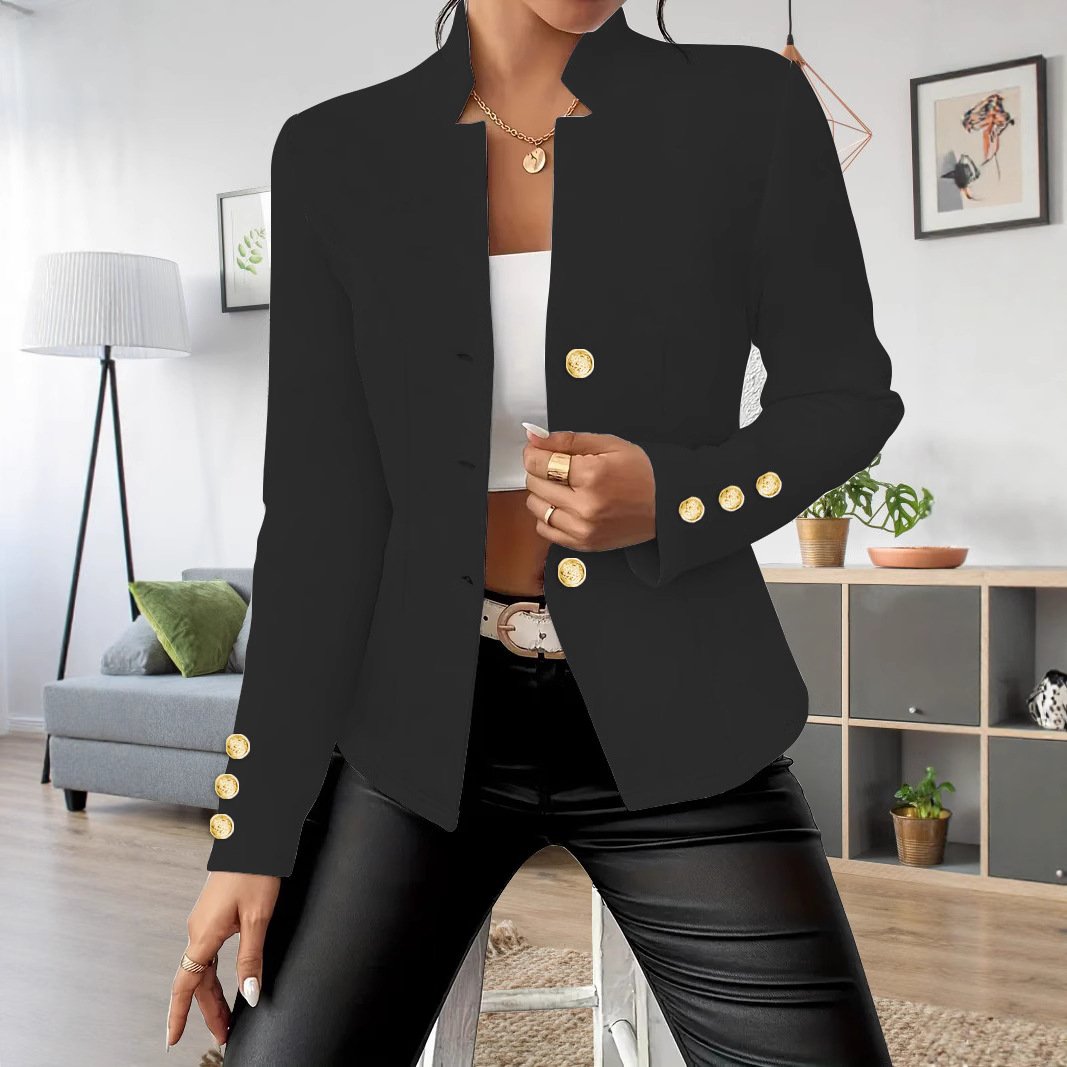 Elegant Fashion Casual Double Buckle Solid Color Long Sleeve Suit - Image 2