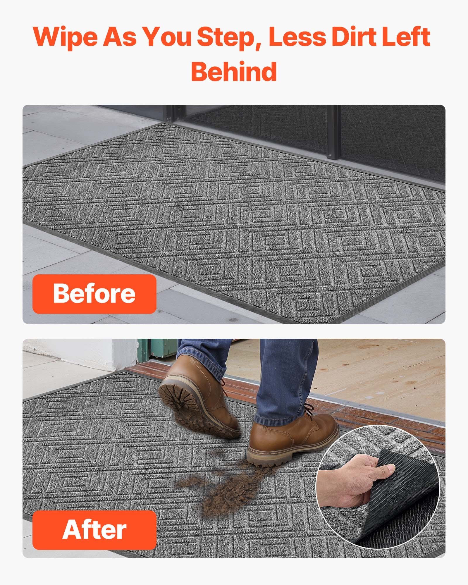 Front Door Mat, 61.5 X 36 In Commercial Floor Mat For Indoor And Outdoor, Modern Stylish Carpet With TPE Backing, Heavy Duty Washable Entry Industrial Rug For Hallway, Balcony, Garage, Grey - Image 4