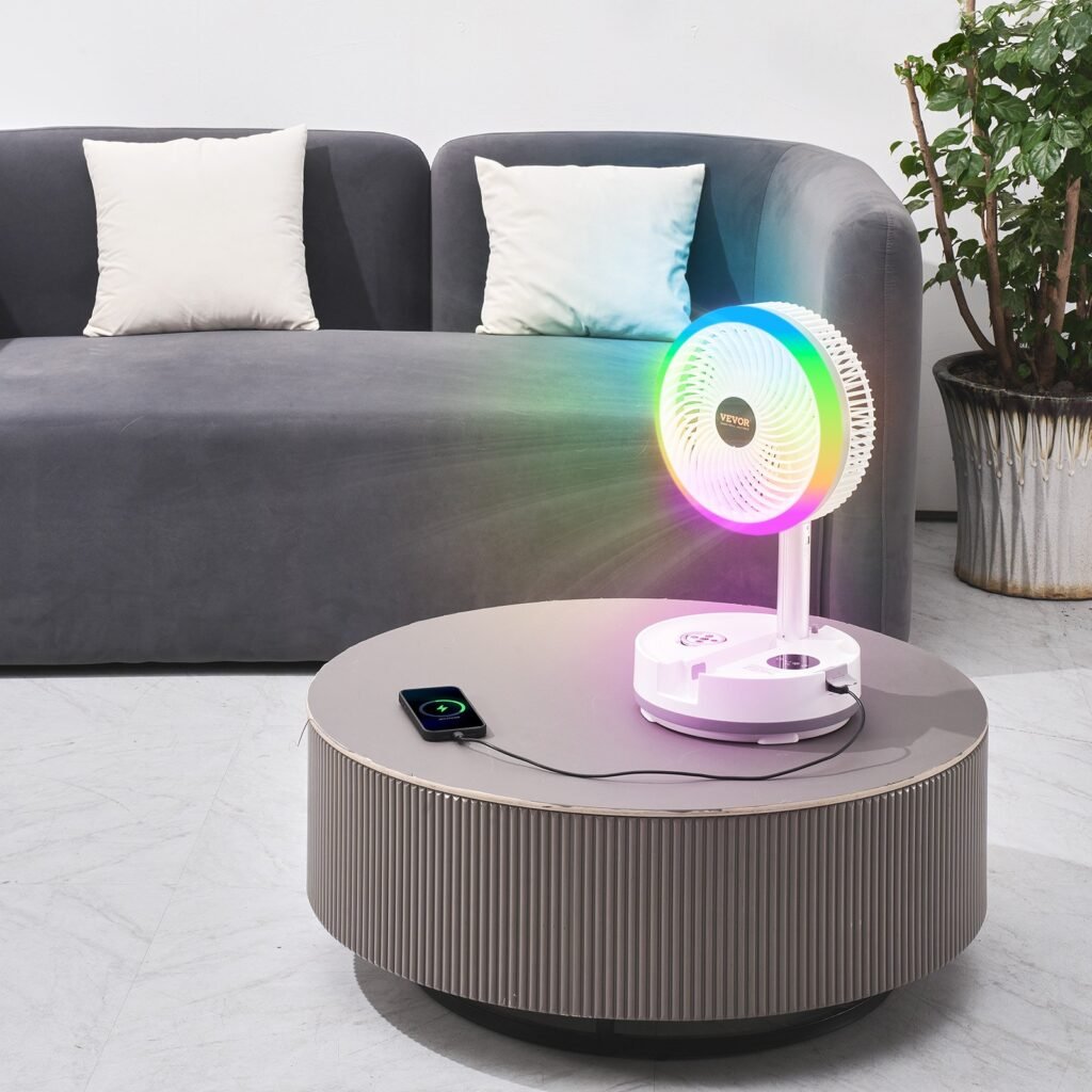 10 Inch Foldable Rechargeable Oscillating Fan 3 In 1 Remote 9 Speeds —