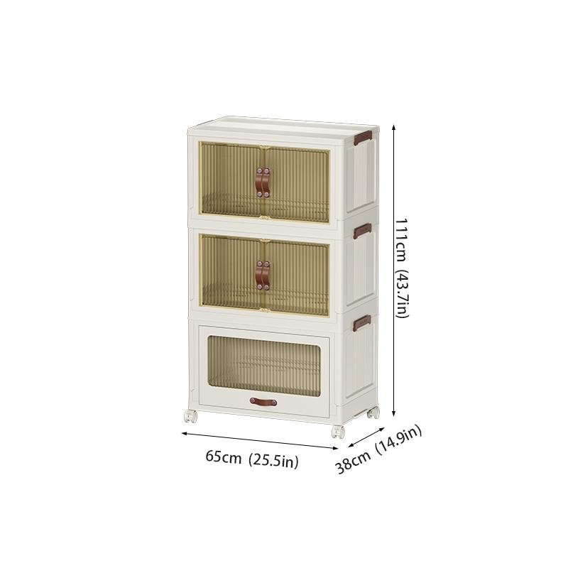 Baby Safety Transparent Opening Lid Indoor Home Decoration Storage Cabinet With Wheels - Image 7