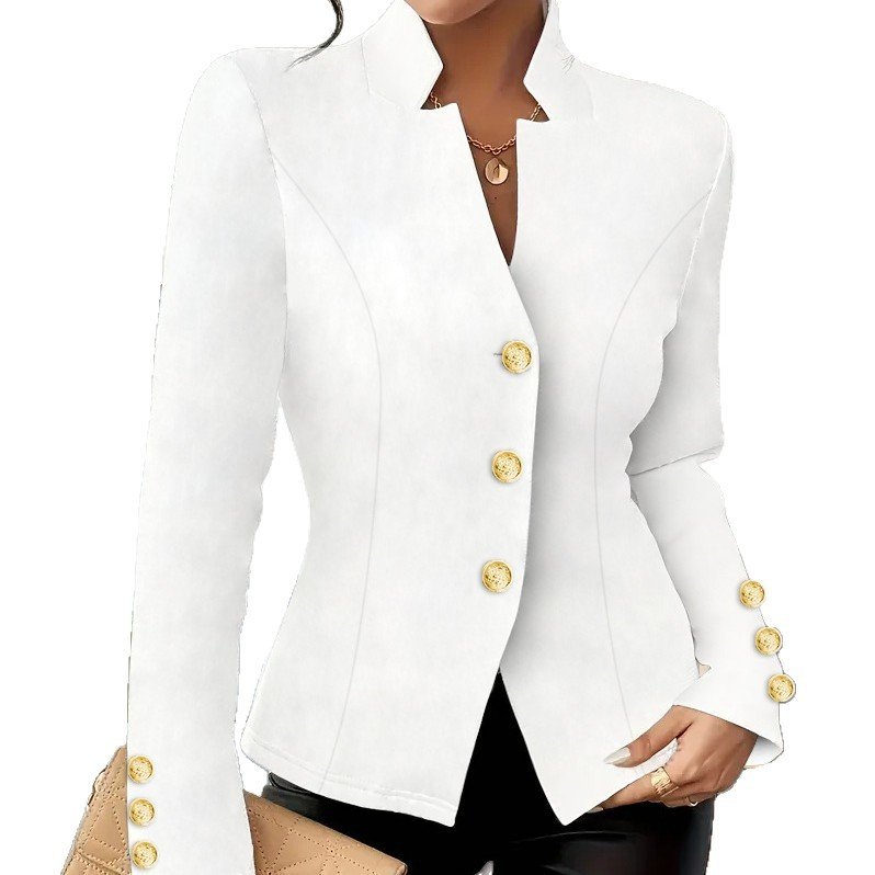 Elegant Fashion Casual Double Buckle Solid Color Long Sleeve Suit - Image 3