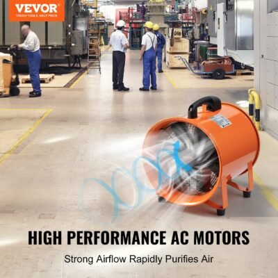Portable Ventilator, 16 Inch Heavy Duty Cylinder Fan With 16.4ft Duct Hose, 1350W Strong Shop Exhaust Blower 5175CFM, Industrial Utility Blower For Sucking Dust, Smoke, Smoke Home/Workplace
