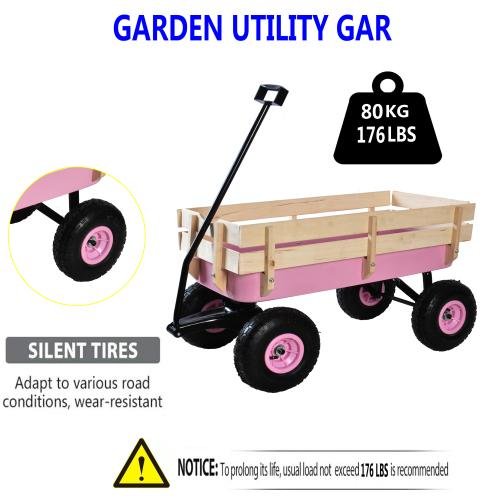 Outdoor Sports Tools Wooden Side Panel Pneumatic Tire Wheelbarrow - Image 4