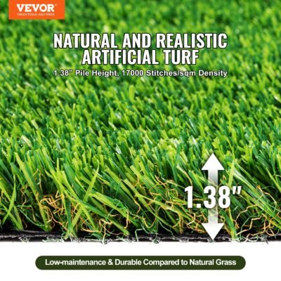 Artifical Grass, 4 X 6 Ft Rug Green Turf, 1.38'Fake Door Mat Outdoor Patio Lawn Decoration, Easy To Clean With Drainage Holes, Perfect For Multi-Purpose Home Indoor Entryway Scraper Dog Mats