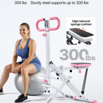 Squat Machine, Deep Squat Rowing Machine For Home, Easy Setup & Foldable Exercise Equipment, Glute Trainer Machine With 3 High-Strength Resistance Bands, Glutes & Leg Home Workout Machine, White