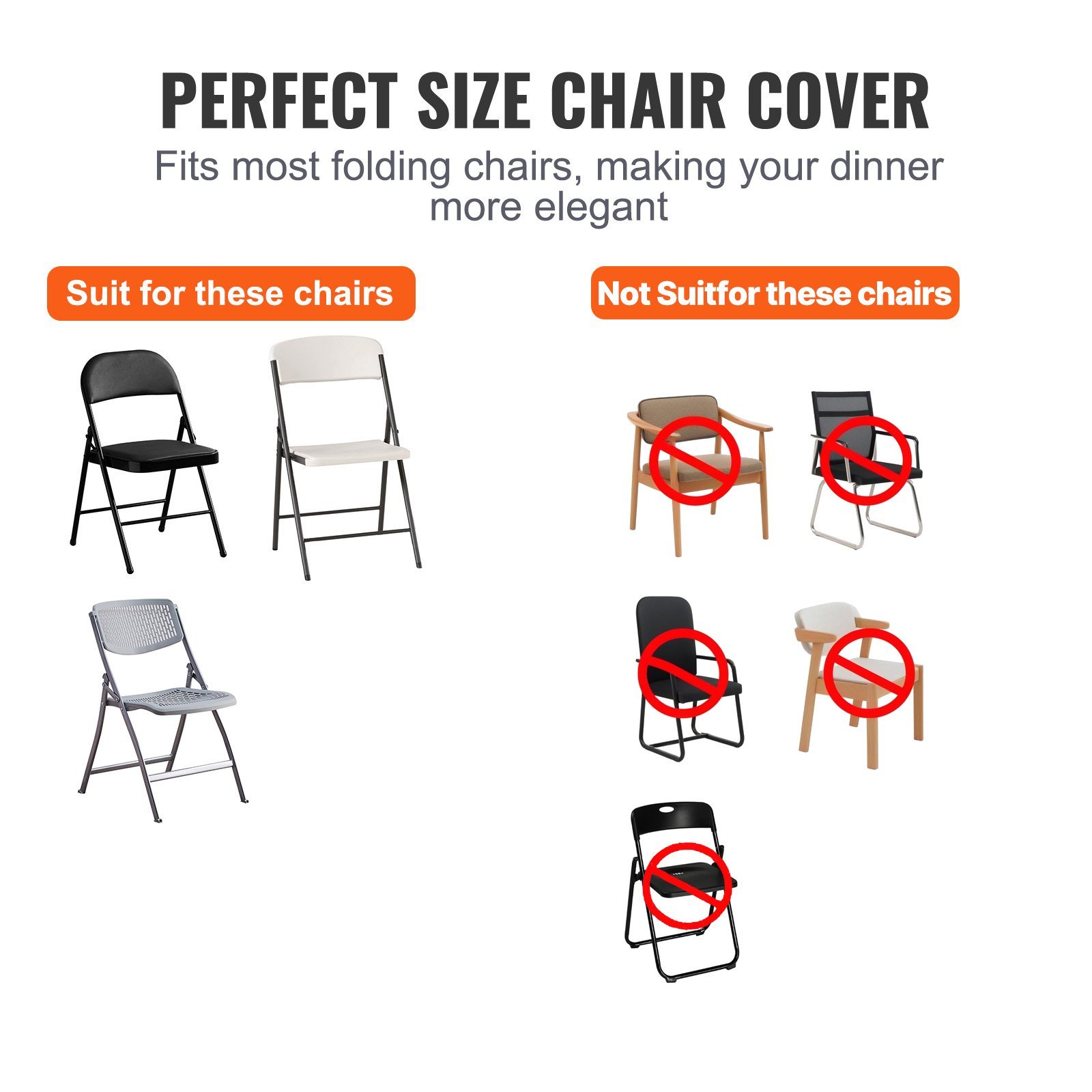 Stretch Spandex Folding Chair Covers, Universal Fitted Chair Cover, Removable Washable Protective Slipcovers, For Wedding, Holiday, Banquet, Party, Celebration, Dining (50PCS Black) - Image 3