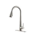 High Curvature Single Handle Kitchen Sink Faucet With Deck, Commercial Modern Stainless Steel Kitchen Faucet