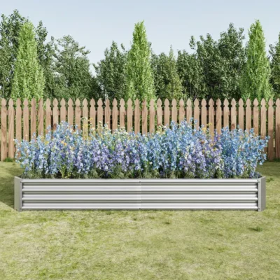 Raised Garden Bed Kit - Metal Raised Bed Garden 7.6x3.7x0.98ft For Flower Planters, Vegetables Herb Silver