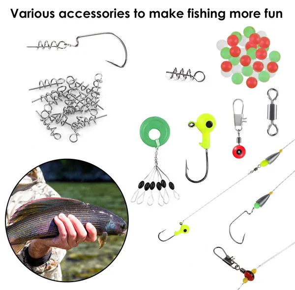 188Pcs Fishing Accessory Kit Portable Fishing Set Including Jig Hooks Sinker Weights Spoon Lure - Image 2