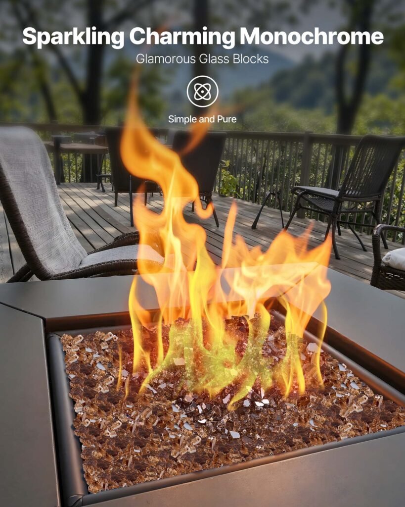 10 LBS Fire Glass 1/4-Inch Fireplace Glass Rocks For Fire Pit Table Copper —