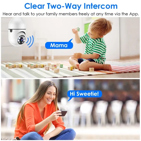 E27 WiFi Bulb Camera 1080P FHD WiFi IP Pan Tilt Security Surveillance Camera - Image 3