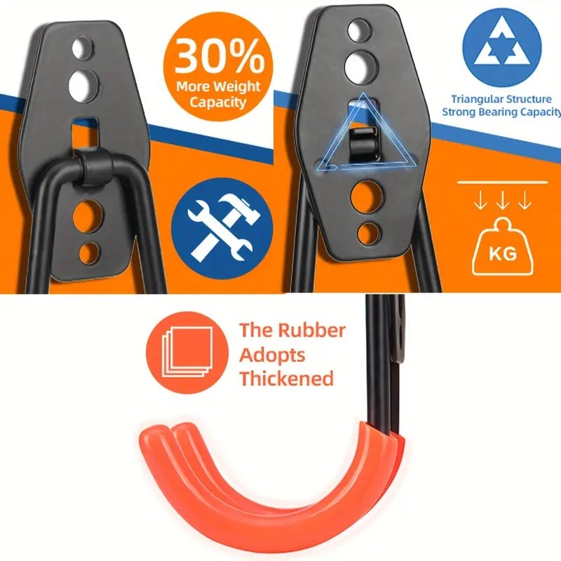 Upgraded 12-Piece Heavy Duty, Utility Steel Garage Storage Hooks, Wall Mount Garage Organizers And Hangers For Organizing Power Tools, Ladders, Bulk Items, Bicycles Garage Storage - Image 2