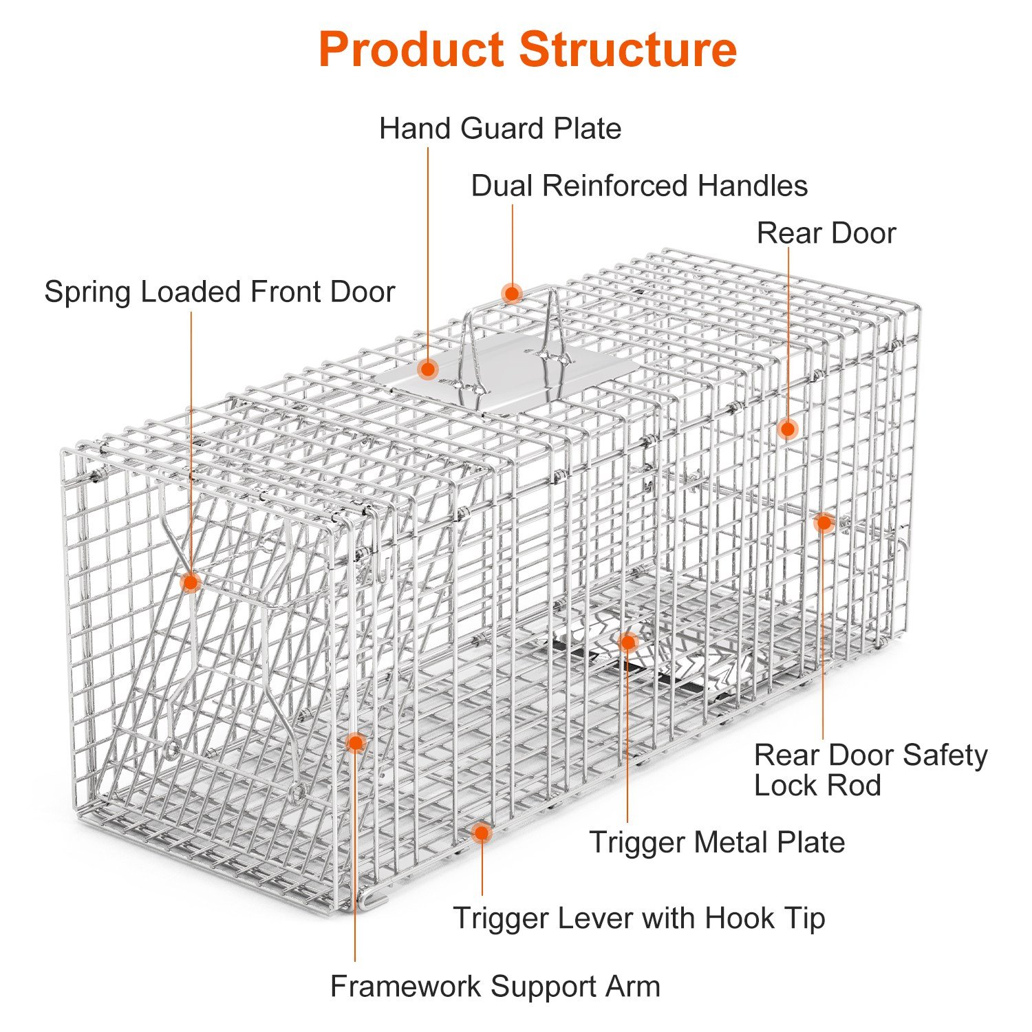 1Pc Humane Cat Trap Cage Catch Release Live Animal Rodent Cage Collapsible Galvanized Wire For Raccoons Beavers Groundhogs Foxes Armadillos Fedex Shipping - Image 6