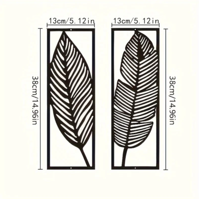 2-Pack Handmade Iron Leaf Wall Art - Rustic Nature-Inspired Home Decor
