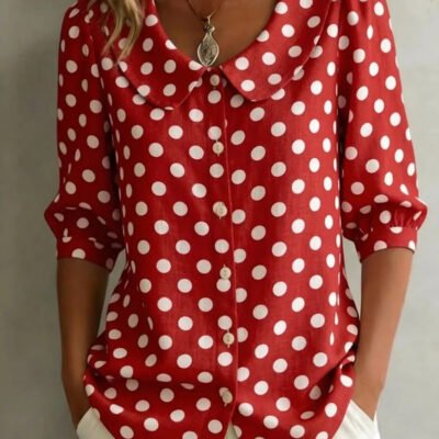 Retro Polka Dot Pattern Womens Shirt