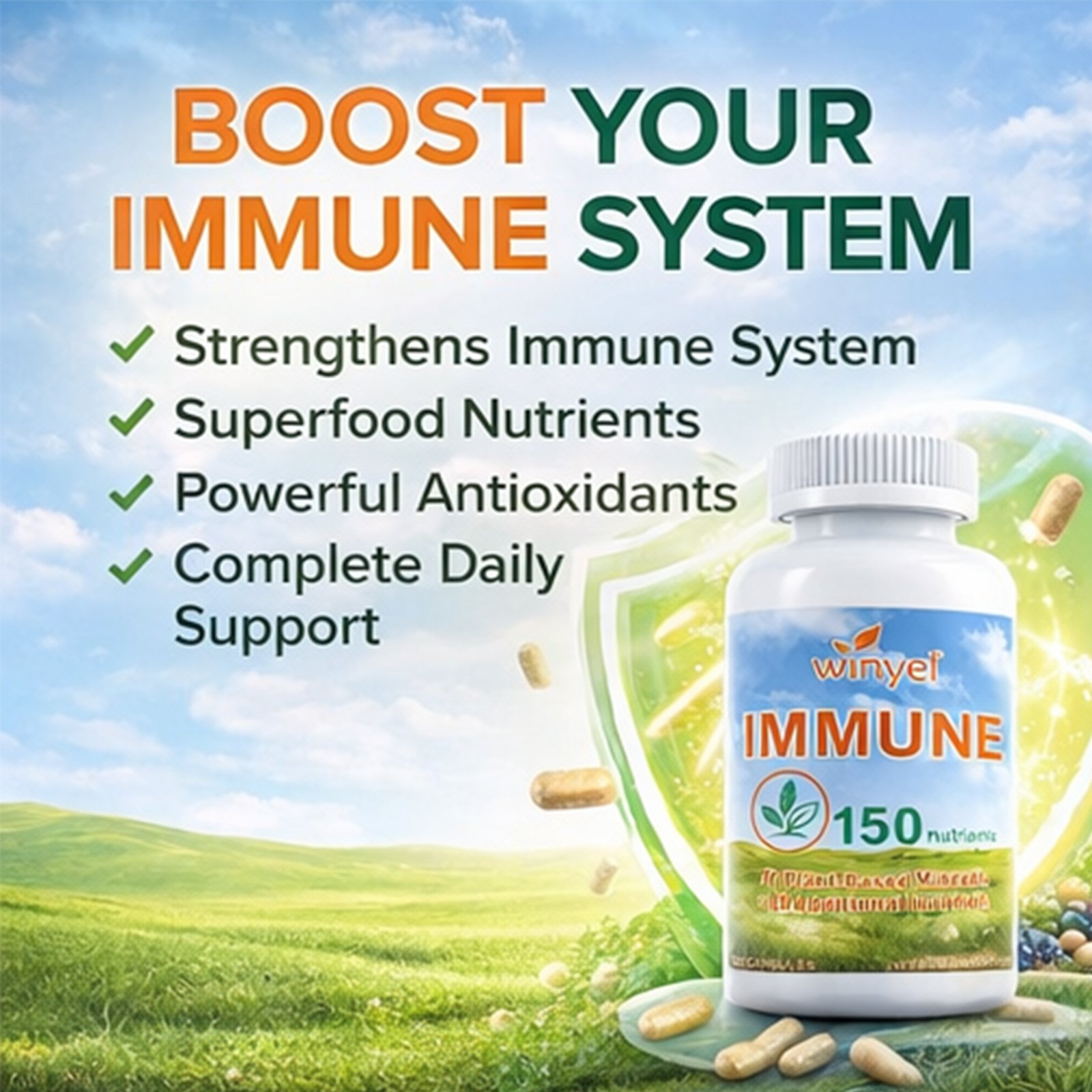WINYEL IMMUNE 150 - The Ultimate Multivitamin & Immne Supplement, IMMU 150 Capsules - 150 Capsules