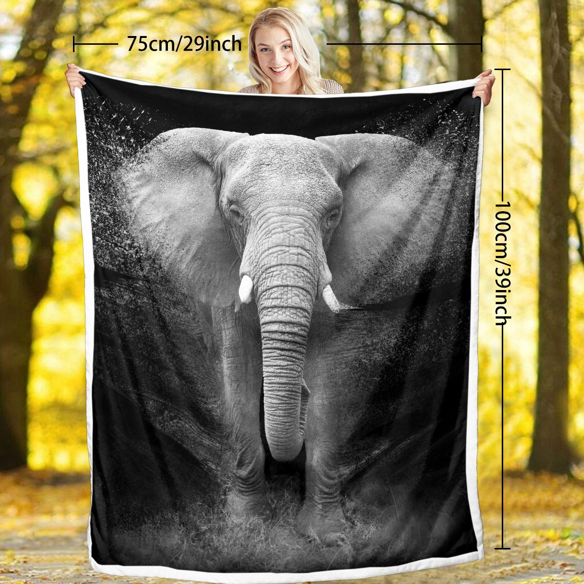 3D Elephant Printed Sherpa Fleece Blanket For Couch Sofa Bed Soft Cozy Fuzzy Black Galaxy Elephant Gifts For Women Adults 130X150cm 150X200cm - Image 4
