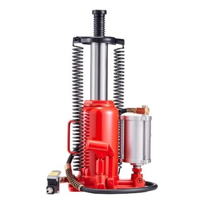 Air Hydraulic Bottle Jack, 20 Ton (44092 Lbs) Capacity, 10.2-19.5 Inch Lifting Range, Pneumatic/Manual Heavy Duty Welded Bottle Jack With Pump For Car, SUV, Pickup, Truck, RV, Auto Repair, Red