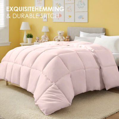 Pink Extra Large Plump Thick Duvet - Bohemian-style Checkered Quilting With Enhanced Warmth And Skin-friendly Comfort. Machine Washable, Hotel-grade Luxury For Bedrooms. Premium Comforter