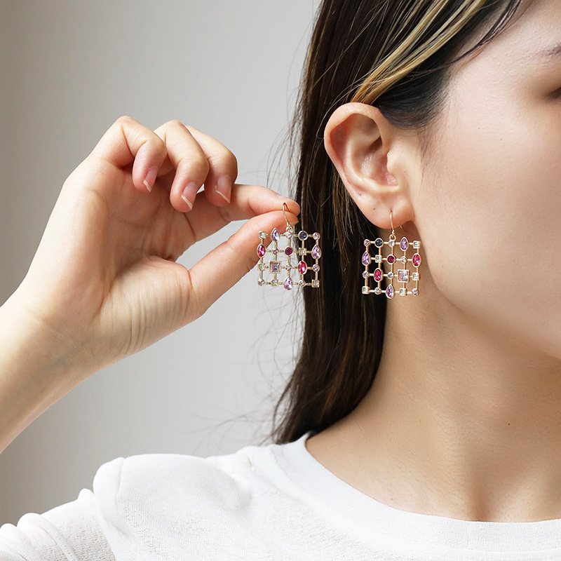 Fashion Colorful Rhinestone Special-shaped Earrings - Image 2