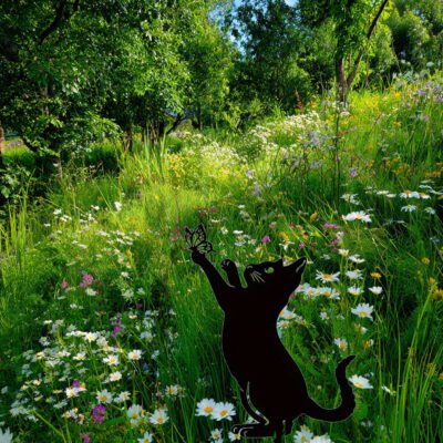 Cat Garden Stakes - Elegant Adorable Family Silhouette Statues, Perfect For Yard
