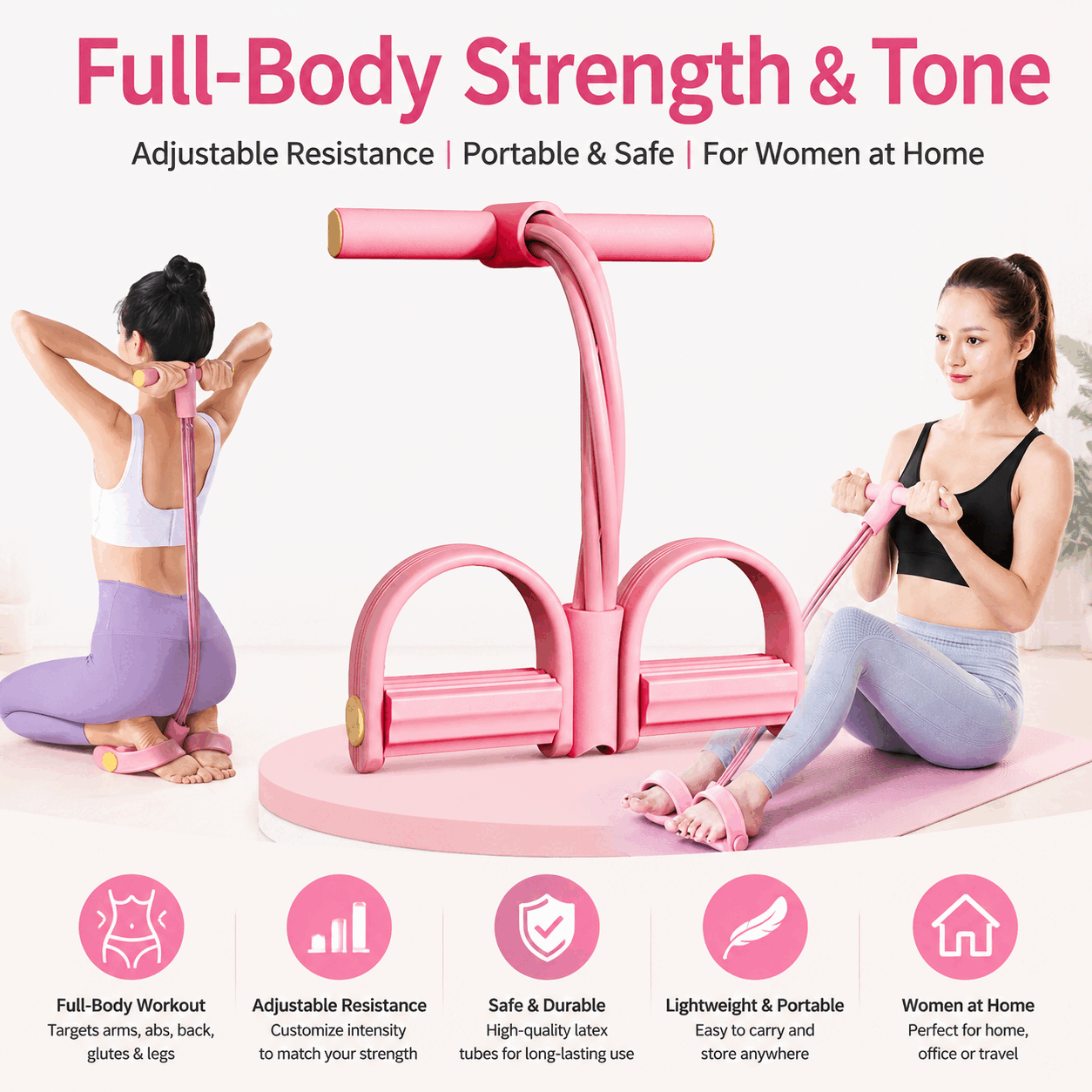 6-Tube Pedal Puller Resistance Rope, Foot Pedal Resistance Band, Yoga Elastic Exercise Bands, Stretching Slimming Training, Strength Exercise, Resistance Workout, Elast Compreh - Image 2
