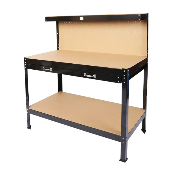 Steel Workbench Tool Storage Work Bench Workshop Tools Table W/Drawer And Peg Board 63" - Image 4