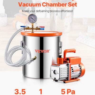 5 Gallon Vacuum Chamber 3.5CFM Single Stage Pump Degassing Chamber Kit