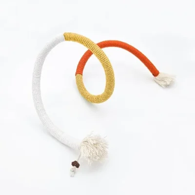 Cotton Rope Toys, 27.55Inches Color Blocking Cotton Rope Toys, Safe Cat Toys Teething Chew For Boredom And Stimulating