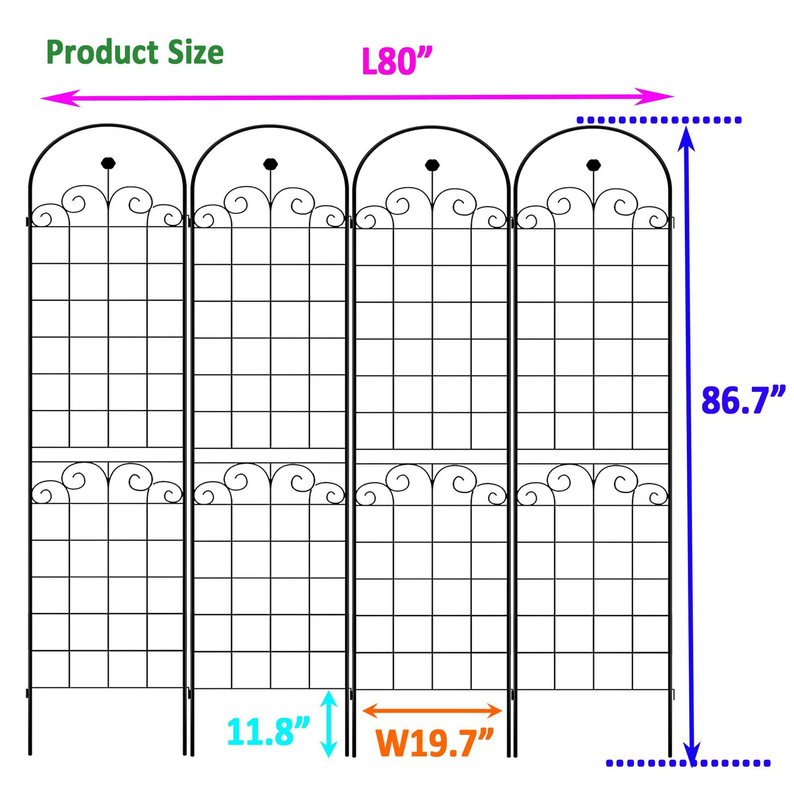 4 Pack Metal Garden Trellis For Climbing Plants Outdoor Netting Trellis