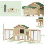 Wooden Chicken Coop Ith Nesting Box, Double Runs, Removable Tray, Ramps, For Garden Backyard