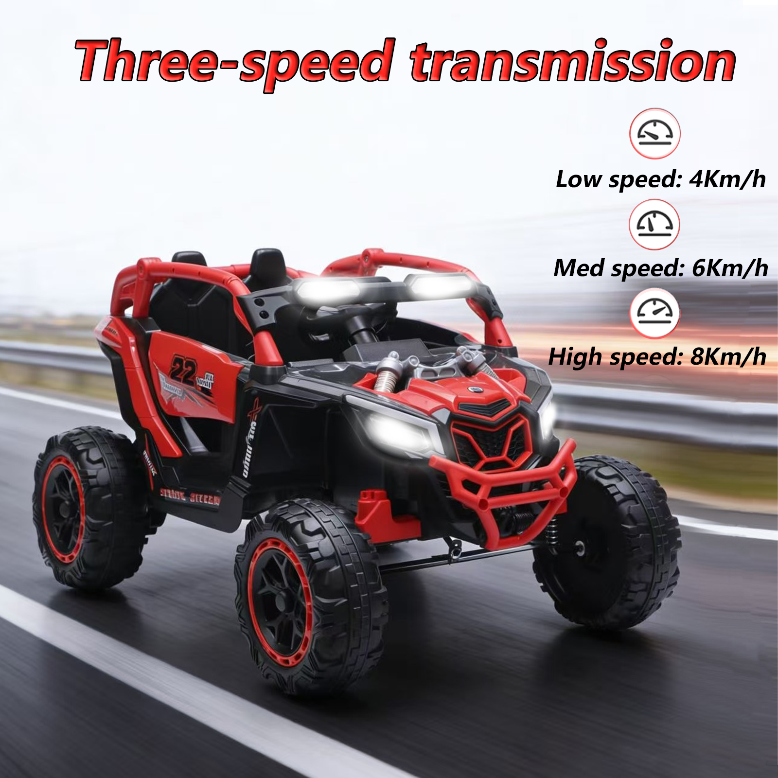 24V 400W Kids Ride On Car UTV W&Parents Remote Control,4-wheel Suspension, 3 Speed, Power Display,Bluetooth,MP3,Music,LED Light, Provide A Speed Of 4-8KM&H For Kids - Image 4