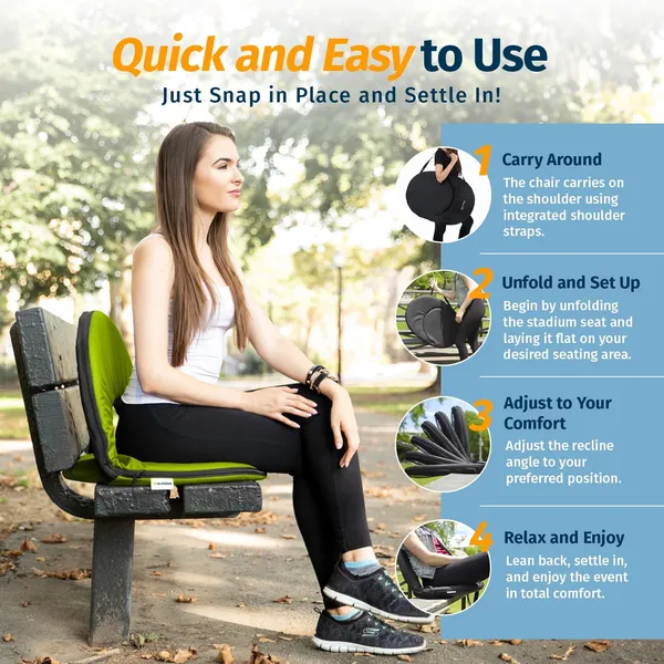 Alpcour Reclining Stadium Seat - Waterproof, 6-Position Comfort For Outdoor Use - Image 2