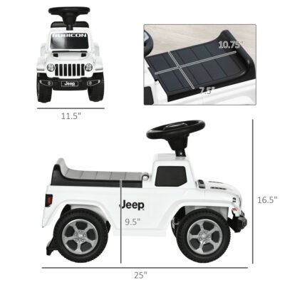 Kids Ride On Push Car, With Engine Sounds & Under-Seat Storage, Foot-to-Floor Ride On Sliding Car With Horn, Sit And Scoot Ride On Toy, Ages 1.5-3 Years, White