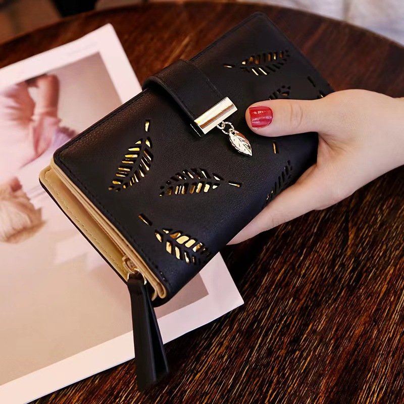 Women's Fashion Long Wallet Clutch - Elegant Hollow Out Leaf Design Zipper Closure Wristlet Handbag With Card Slots & Phone Compartment, Trendy Evening Purse For Ladies & Girls - Image 2