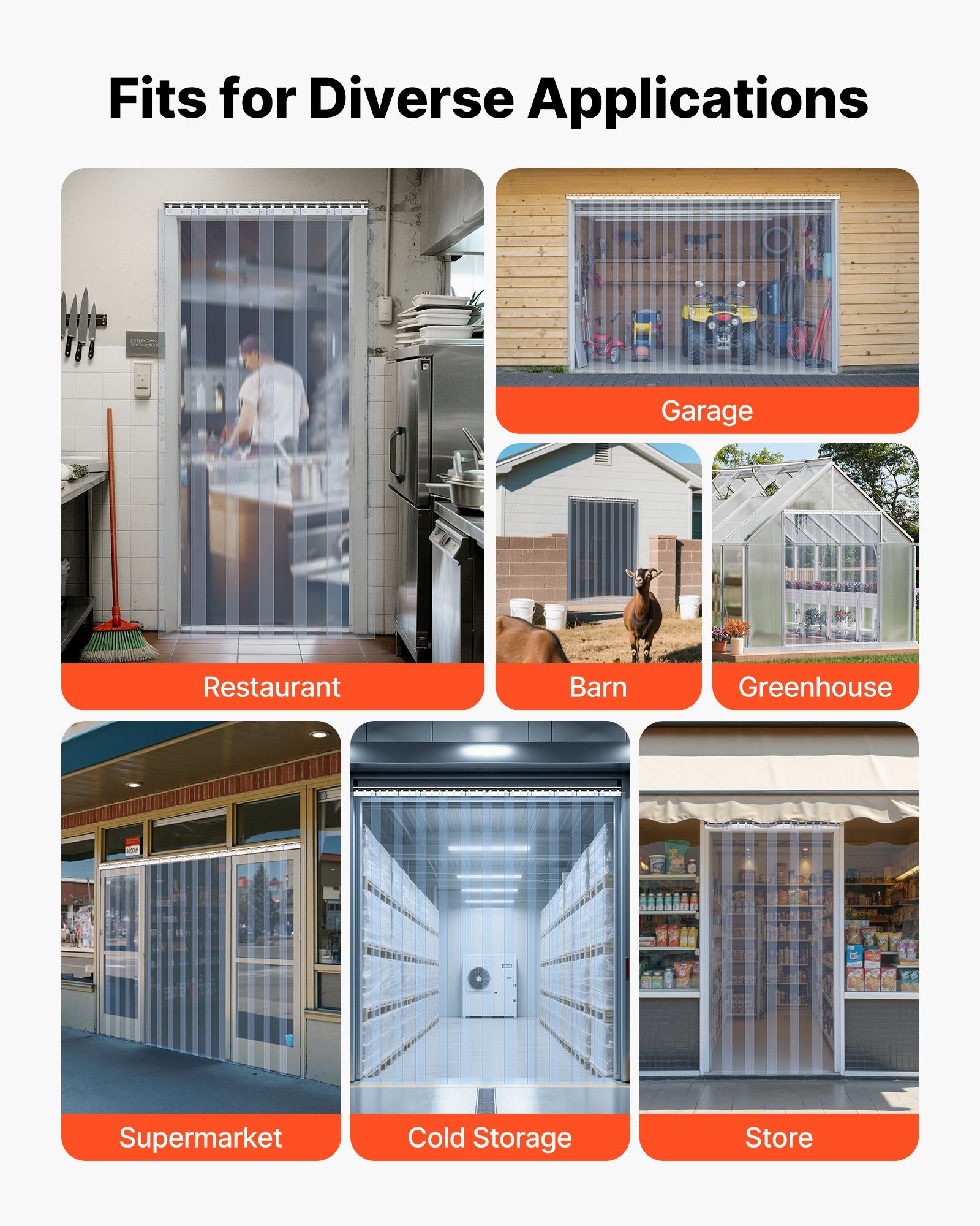 Clear PVC Strip Curtain, 84 In Height X 48 In Width X 0.08 In Thickness, 8 PCS Walk In Freezer Cooler Curtain Strips, Thermal Insulating Plastic Door Strips For Warehouse, Freezer, Garage Doors - Image 2