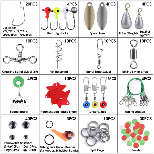 188Pcs Fishing Accessory Kit Portable Fishing Set Including Jig Hooks Sinker Weights Spoon Lure - Image 3