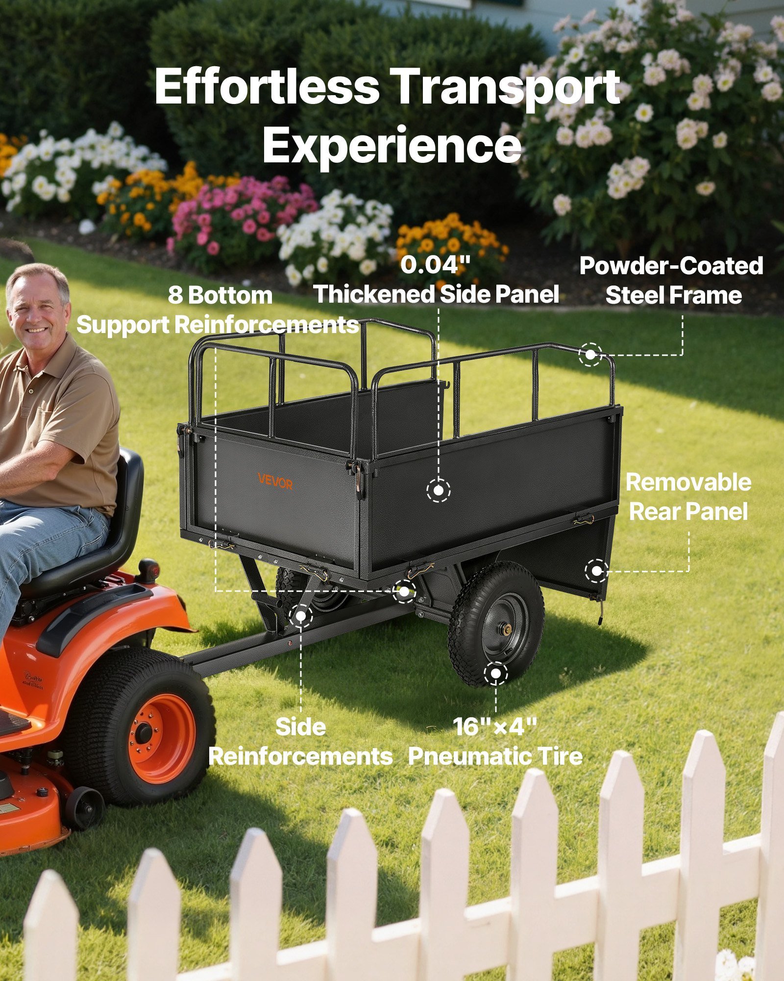 Steel Dump Cart 17 Cu. Ft 600LB For ATV/UTV Trailer Tow Behind Heavy Duty - Image 2