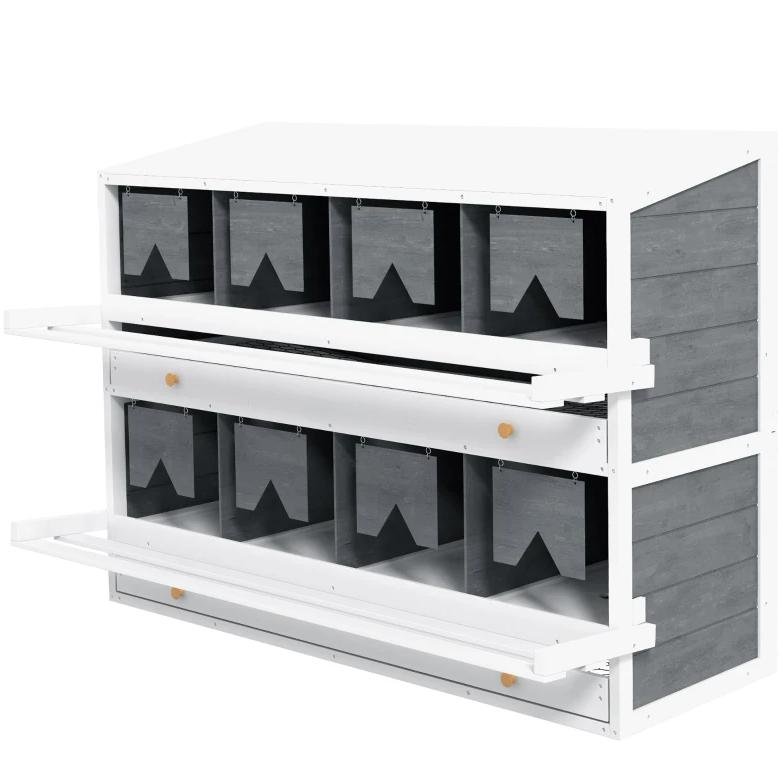 Chicken Nesting Box, 8 Compartment Wood Laying Boxes For Chicken Coop - Image 2