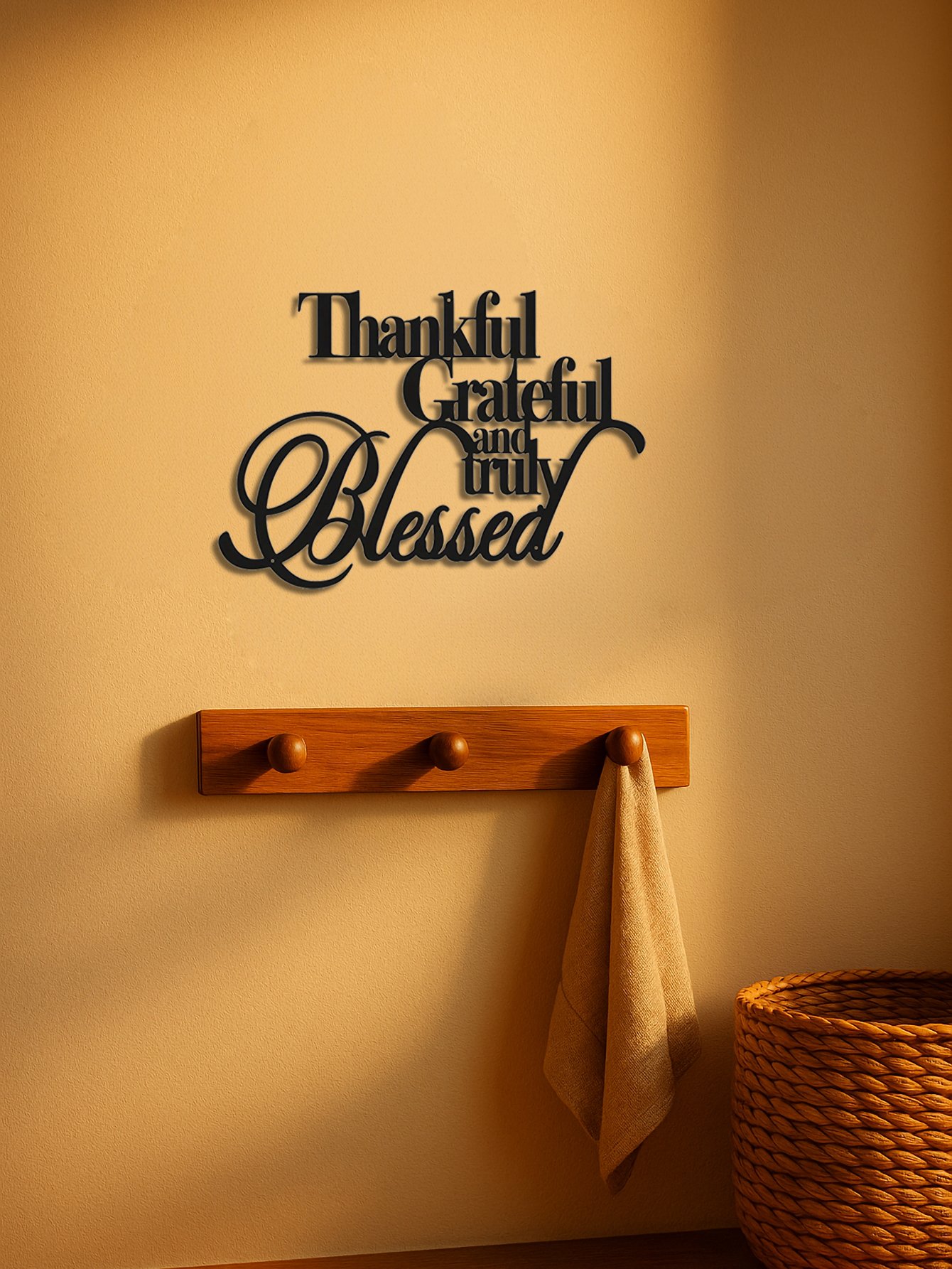 Elegant Thankful Grateful Blessed Metal Art -Wall Decor For Home Office Bedroom - Image 2