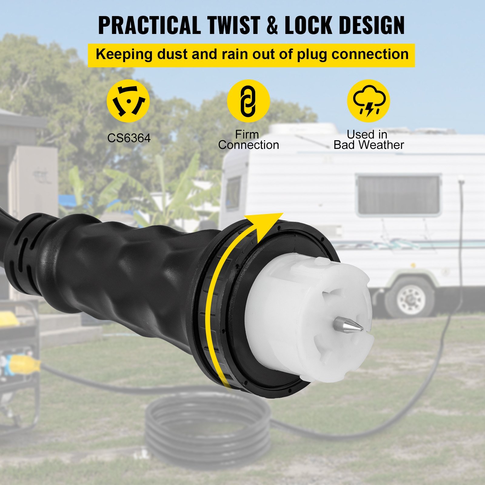 20Ft 50 Amp Generator Extension Cord STW 6/3 + 8/1 Generator Cord 125V 250V Generator Power Cord N14-50P & SS2-50R & CS6364 Twist Lock Connectors - Image 3