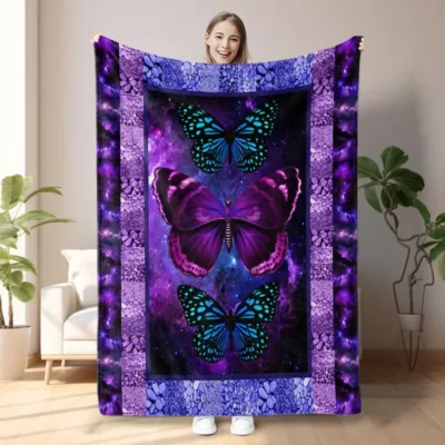 Butterfly Printed Flannel Blanket - Soft, Warm, Lightweight For Couch,Office, Bed, Camping, Travel - Multi-Purpose Gift For All Seasons With Versatile Design 70X80 Inches-temu Can Only Be Self-picked