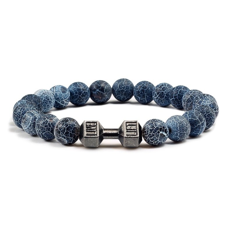 Turquoise Energy Gun Black Electroplated Alloy Barbell Bracelet - Image 5
