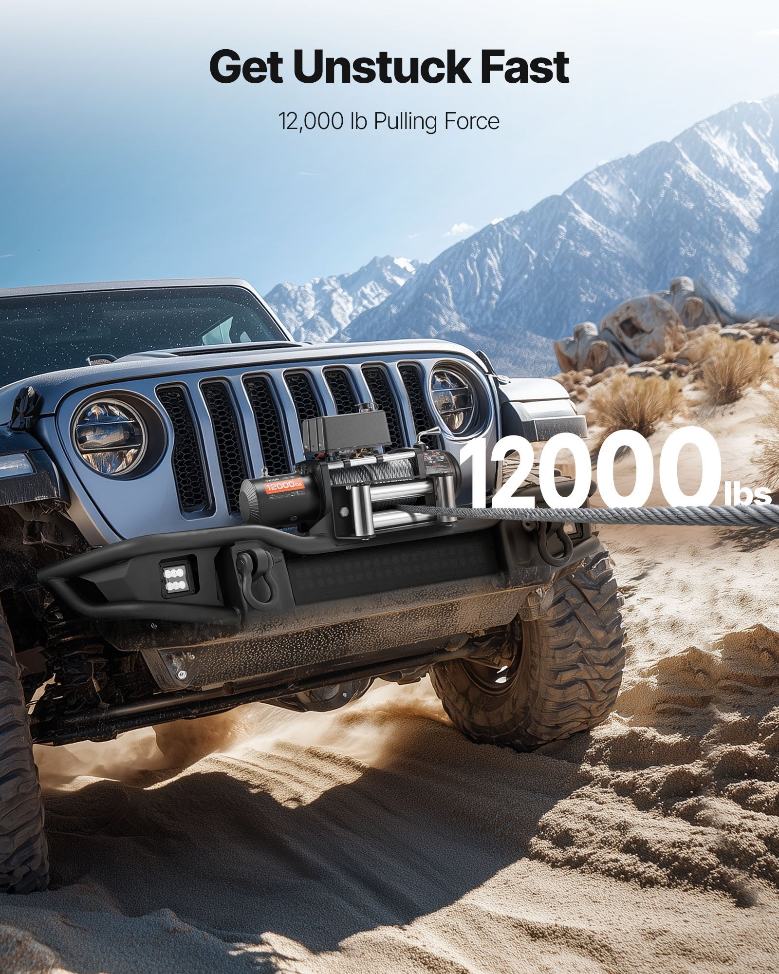 Electric Winch, 12000 Lbs Load Capacity, 12V DC Truck Winch With Φ7/20 In X 85 Ft Steel Rope, Wireless & Wired Remote Control, Suitable For Towing SUV Jeep Trailer Boat Off-Road Vehicle