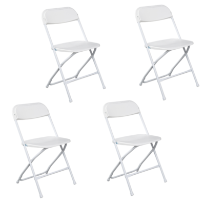 4 Pieces Of White Injection-molded Classic Style Patio Plastic Folding Chairs