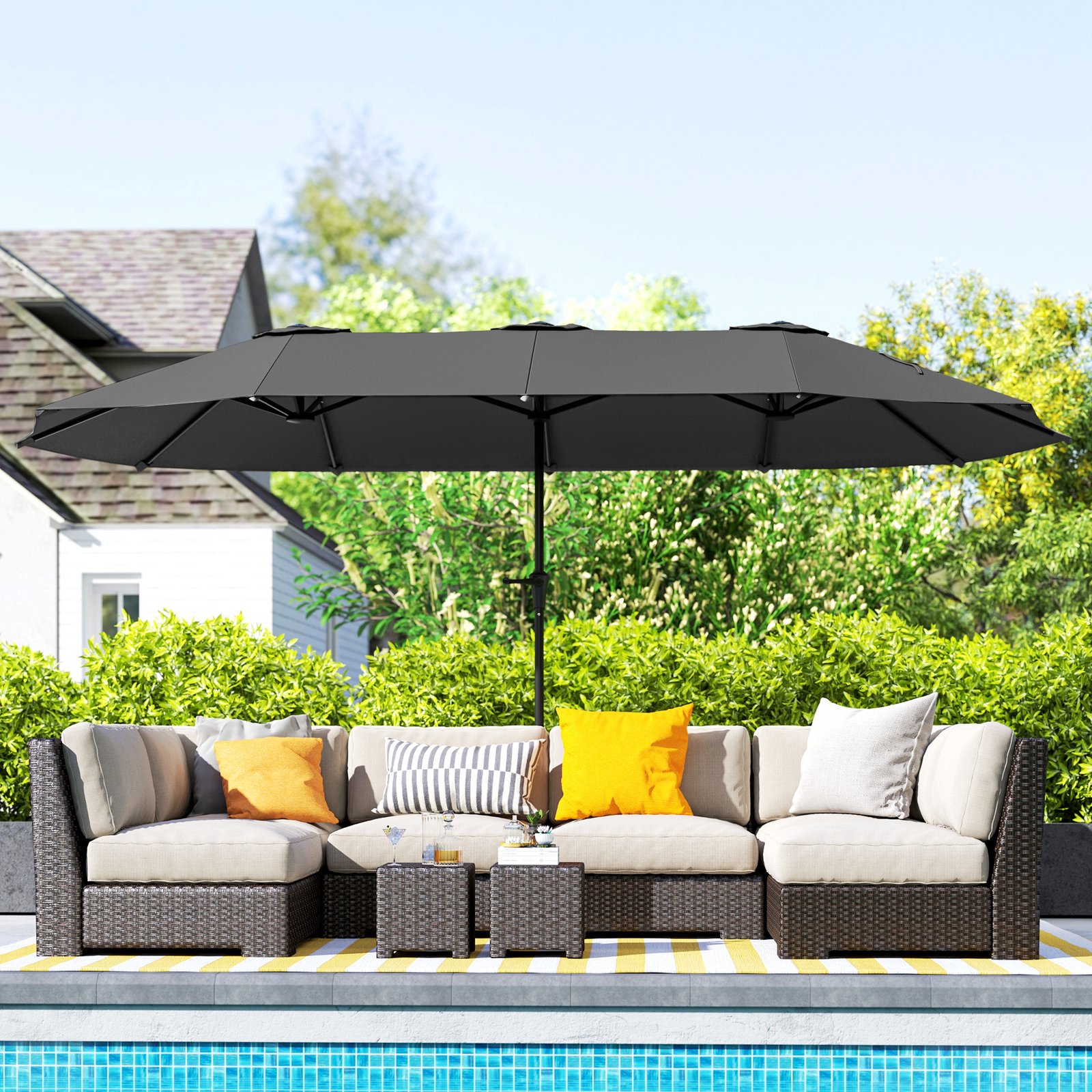 13 Ft. Extra Large Patio Umbrella With Easy Crank Handle, Vents For Outdoor, Patio, UPF30+, Dark Gray