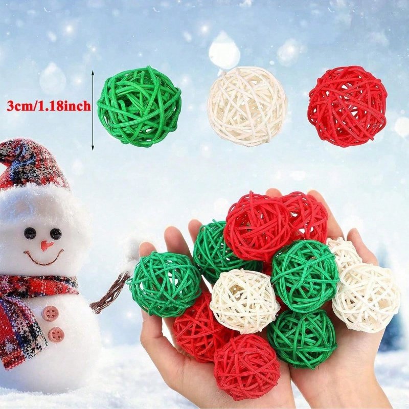 30 Pcs Christmas Rattan Balls Decorations Christmas Wicker Balls Decorative For Christmas Home Decor DIY Vase Bowl Filler Ornament Table Decoration - Image 6