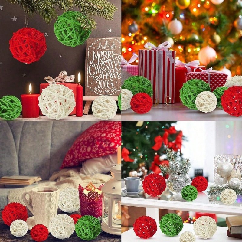 30 Pcs Christmas Rattan Balls Decorations Christmas Wicker Balls Decorative For Christmas Home Decor DIY Vase Bowl Filler Ornament Table Decoration - Image 9