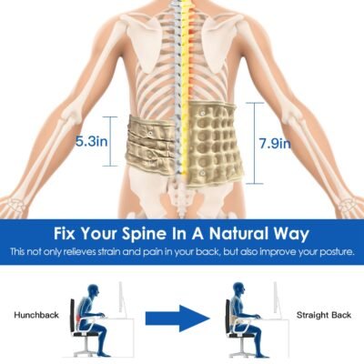 1Pc Decompression Back Belt Lumbar Spine Support Lower Back Air Traction Device With Extension Pad For Men Women Pain Relief Fit For All Waist