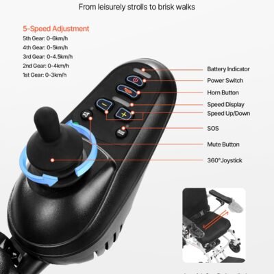 Electric Wheelchair 300lbs Capacity Foldable Lightweight 13 Mile